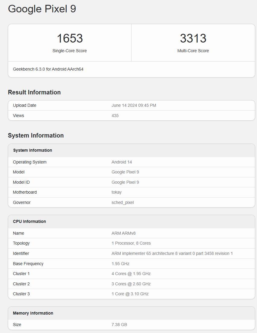 Google Pixel 9 Pro XL spotted for the first time on Geekbench